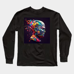 Human Head shattering, generative AI Long Sleeve T-Shirt